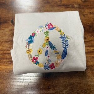 Floral Peace Sign Embroidered T-Shirt